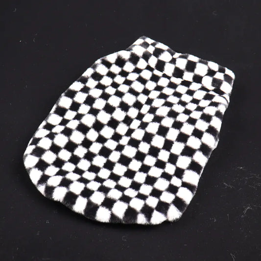 Plaid Plush Coat for Dogs - Checkerboard Design